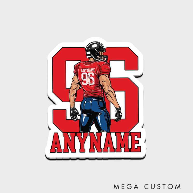Personalized American Football Fridge Magnets with Custom Name and Jersey Number Design