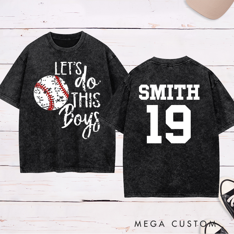 Personalized "Let's Do This Boys" Baseball Washed T-Shirt with Custom Name and Number