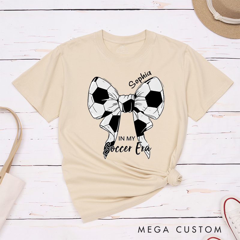 Personalized Soccer Bow Graphic T-Shirt with Custom Text Option  