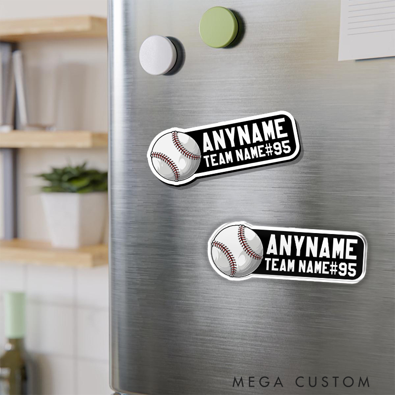 Personalized Athletic Fridge Magnet with Bold Team Name and Player Number