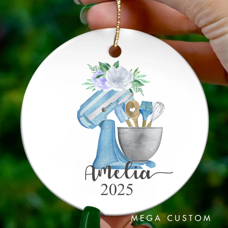 Personalized Baking Mixer Christmas Ornament Bakery Assistant Ornament with Name Xmas Tree Ornament Baker 2025 Christmas Gift Baking Lover Gift