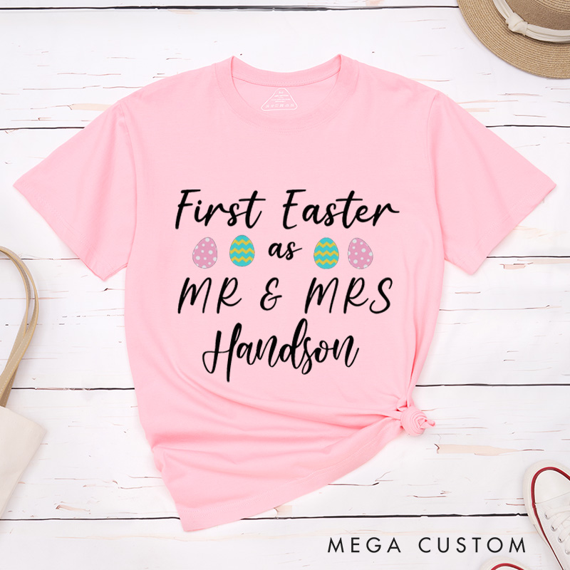 Personalized First Easter As Mr And Mrs Matching Couple T-Shirt