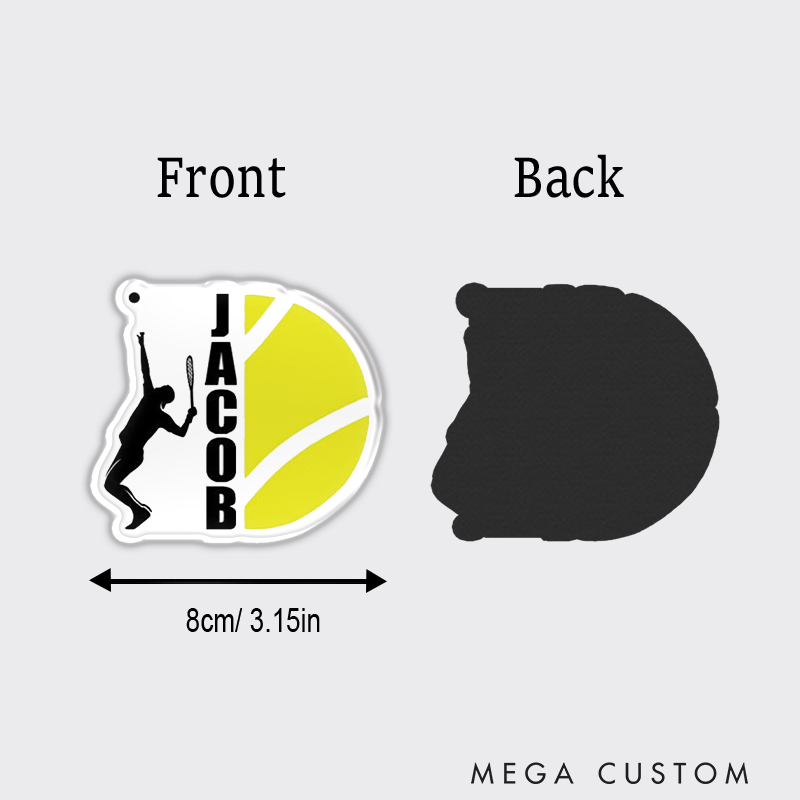 Personalized Tennis Player Fridge Magnet Custom Name and Silhouette Design 