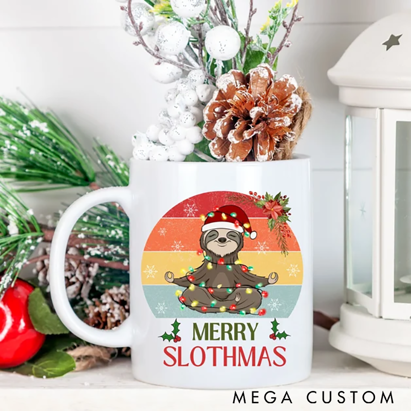 Personalized Christmas Yoga Mug Sloth Yoga Mug Funny Yoga Mug Perfect Holiday Gift for Yoga Enthusiasts Relaxing and Festive Drinkware