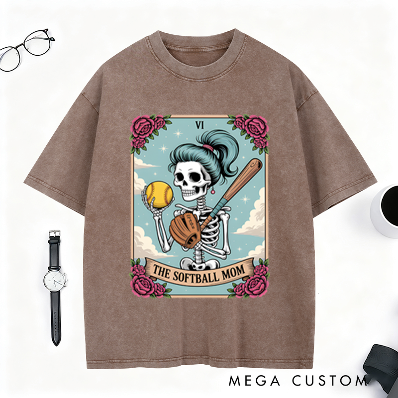 Personalized Softball Skeleton T-Shirt with Vibrant Floral Accents