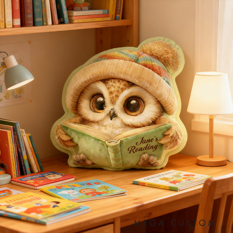 Personalized Funny Pillow Christmas Graphic 3D Print Owl's Reading Custom Name Gift for Reading Lovers