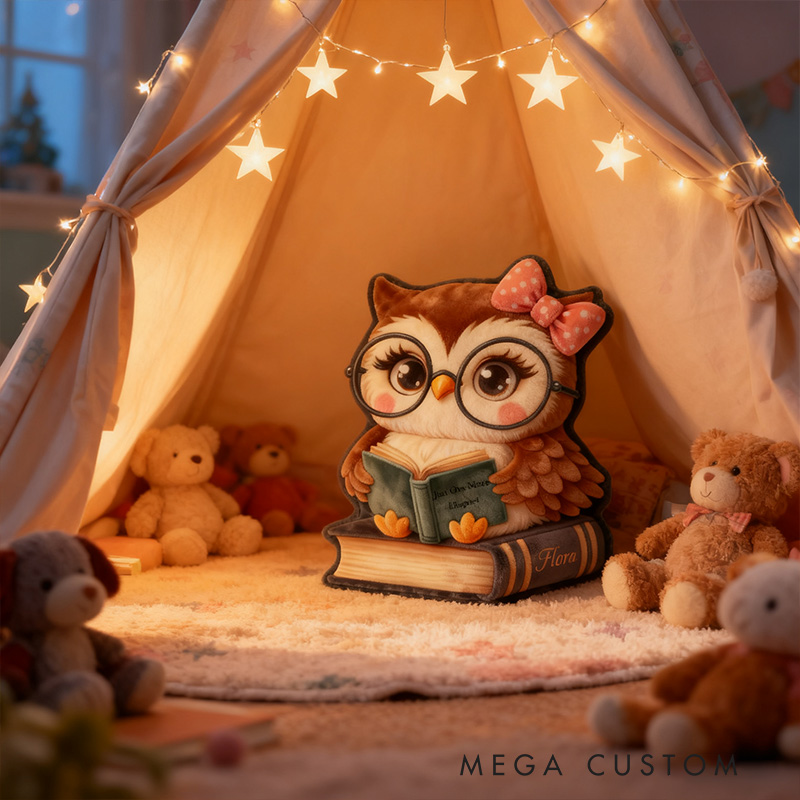 Personalized Funny Pillow Christmas Graphic 3D Print Owl Read One More Chapter Custom Name Gift for Reading Lovers