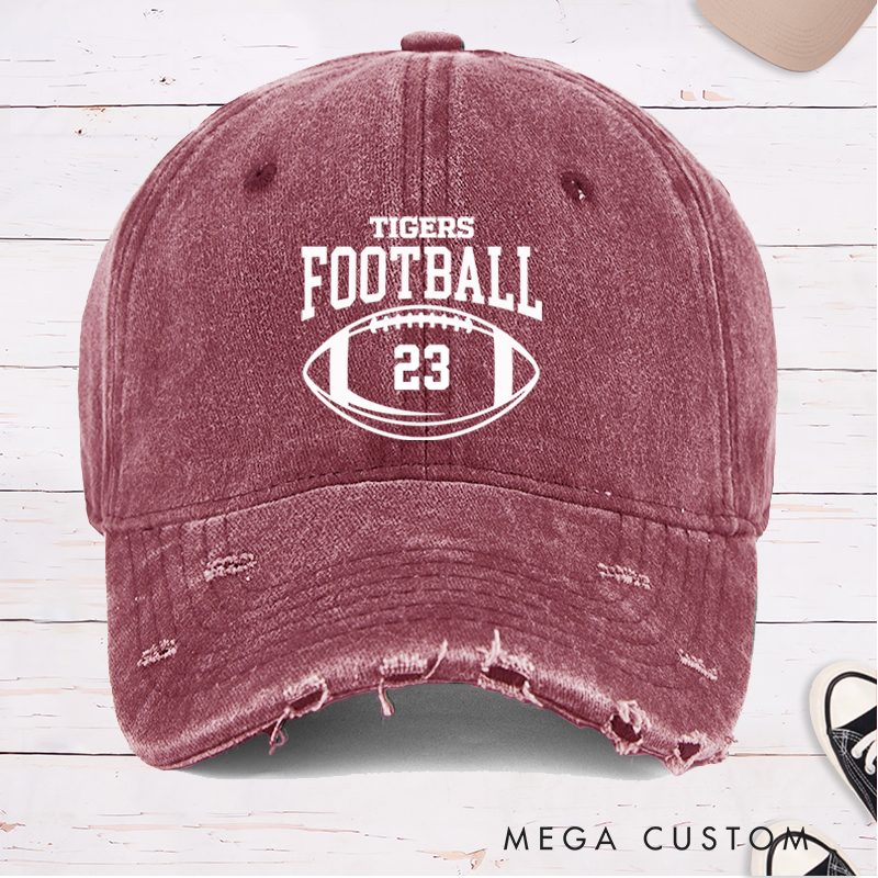 Personalized American Football Cap with Custom Team Name and Number