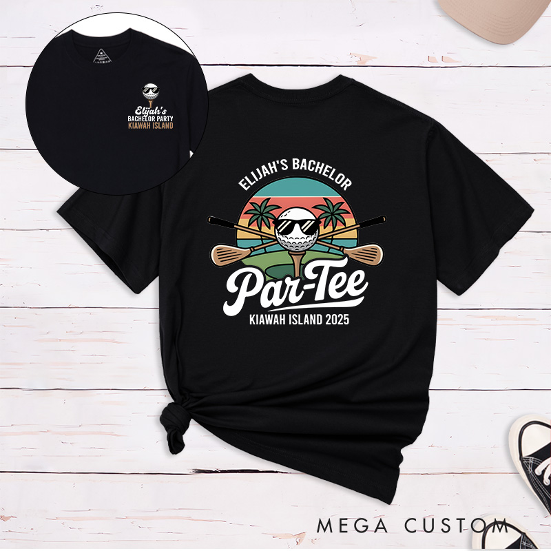 Personalized Golf Bachelor Party T-Shirt with Custom Name Location and Year Unique Gift for Golf Lovers