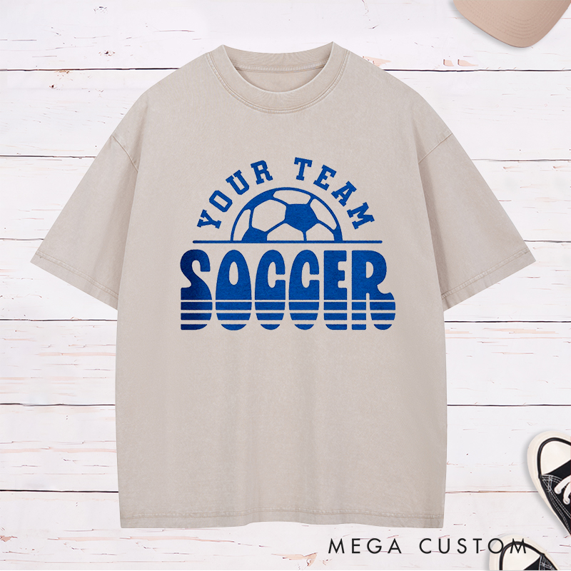 Personalized Team Soccer Washed T-Shirt with Custom Team Name