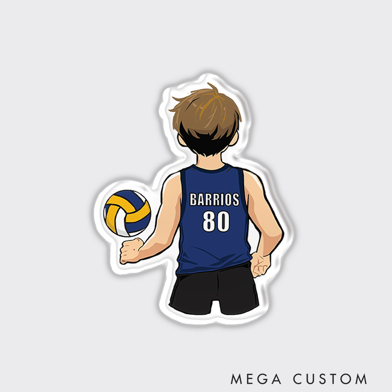  Personalized Volleyball Design Fridge Magnets with Custom Player Name and Number for Player Gift