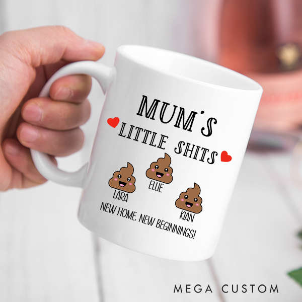 Personalized Mug Mums Little Shits Mug and Coaster Gift for Mum Funny Gift for Mum Mother's Day Gift Christmas Gift Housewarming Gift New Home Gift