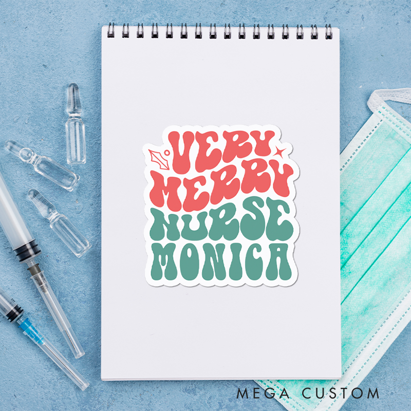 Personalized Nurse Stickers Very Merry Nurse Personalized Sticke Funny Nurse Sticker Vinyl Die Cut Sticker