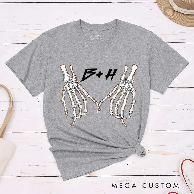 Personalized Halloween Couple Matching T-Shirt Skeleton Halloween T-Shirt For Couple 