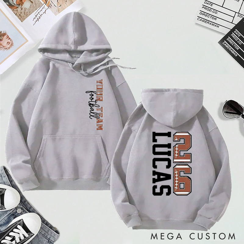 Personalized Football Hoodie with Custom Team Name, Player Name, and Number Design