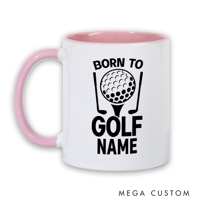 Personalized Born to Golf Mug with Custom Name and Stylish Design Perfect Gift for Golf Enthusiasts