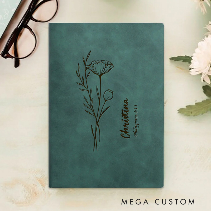 Personalized Floral Spiritual Journal A5 Notebook with Name Christian Notebook Graduation Gift Christmas Easter Gift for Women