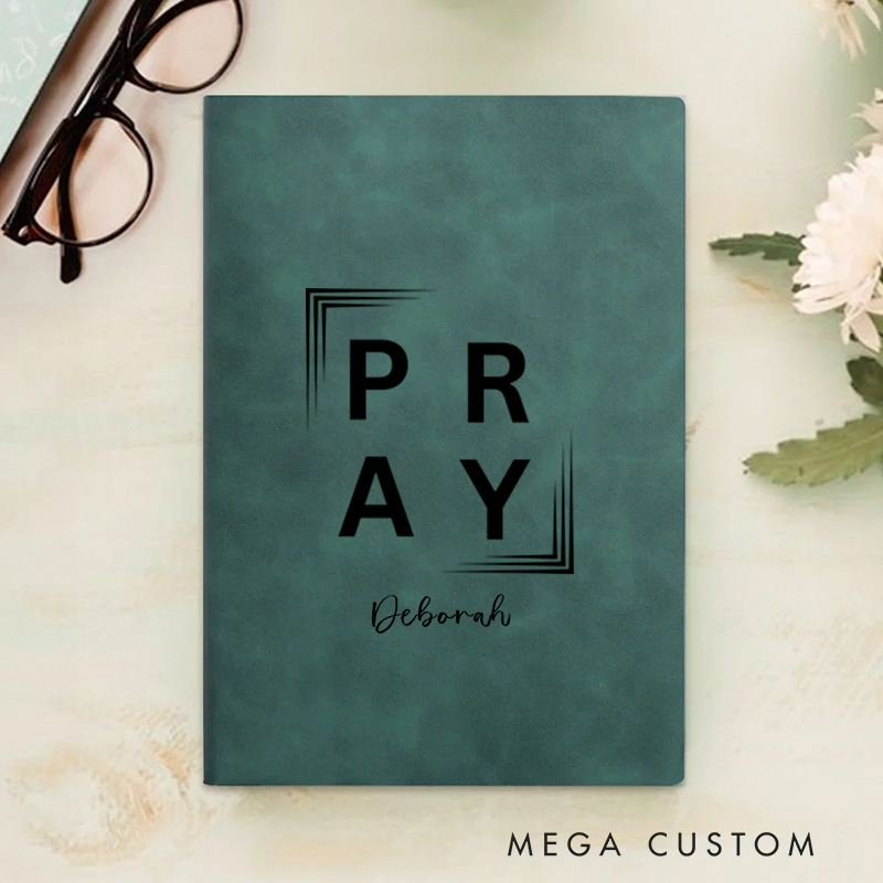 Personalized Multicolor Christian Theme Pray A5 Sheepskin Suede Notebook with Name Baptism Birthday Gift for Christians