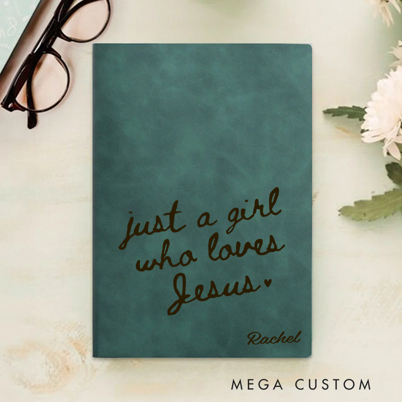 Personalized Just a Girl Who Love Jesus Prayer Journal A5 Leather Notebook with Name Religious Gift Birthday Gift for Christians
