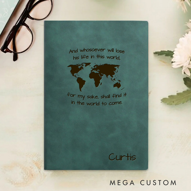 Personalized And Whosoever Will Lose Prayer Journal Leather A5 Notebook with Name Missionary Travel Journal Christian Baptism Gift Missionary Gift