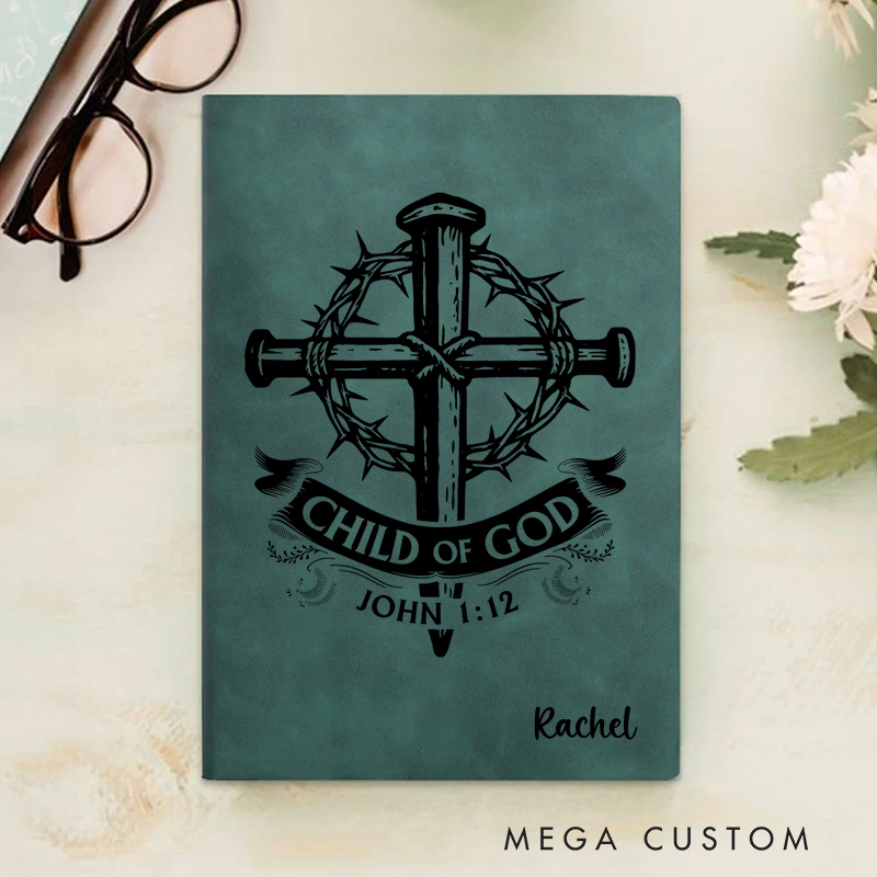 Personalized Man of God Prayer Journal Leather A5 Notebook with Name Birthday Gift Religious Gift for Men Christian