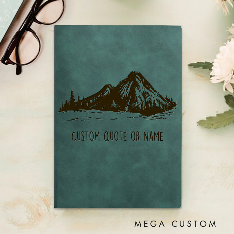 Personalized Mountain Bible Verse Journal Leather A5 Notebook with Name Religious Christian Quote Gift for Men Women Back to School Gift Church Gift