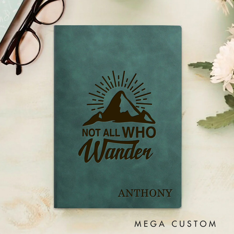 Personalized Not All Who Wander Prayer Journal Leather A5 Notebook with Name Leather Priest Religious Journal Priest Gift for Catholic Christian Gifts