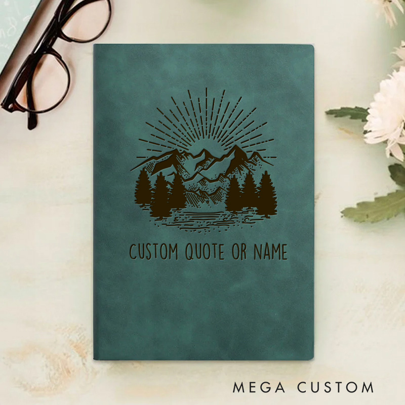 Personalized Mountain and Sunrise Bible Verse Journal Leather A5 Notebook with Name Religious Christian Quote Gift Back to School Gift Church Gift