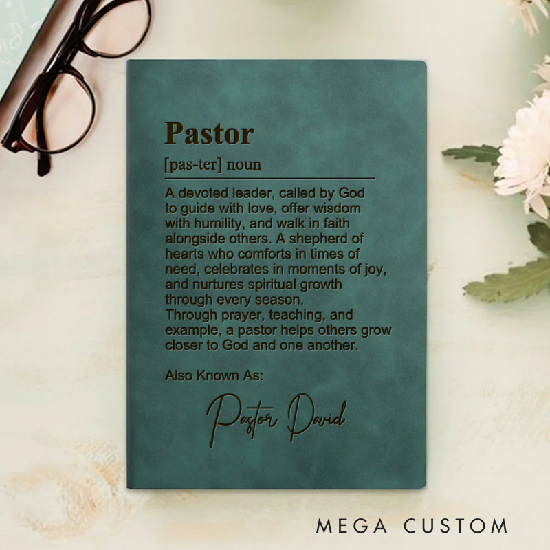 Personalized Pastor Journal Leather A5 Notebook with Name Custom Pastor Appreciation Gift Pastor Anniversary Gift New Pastor Gift Pastor Leaving Gift