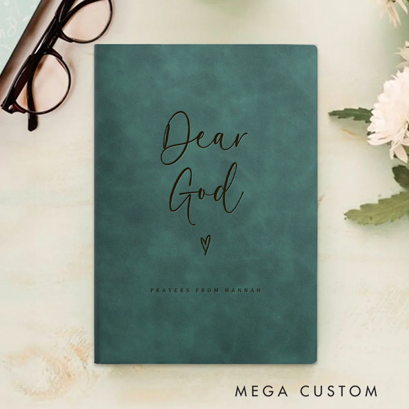 Personalized Dear God Prayer Journal for Women Leather A6 Notebook with Name Custom Religious Faith Journal Baptism Gift Christian Gift for Mom