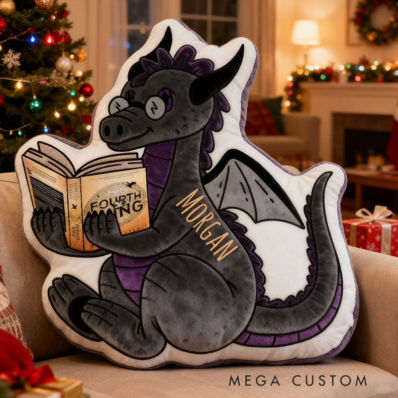 Personalized Funny Pillow Christmas Graphic 3D Print Dinosaur Reading Custom Name Gift for Reading Lovers