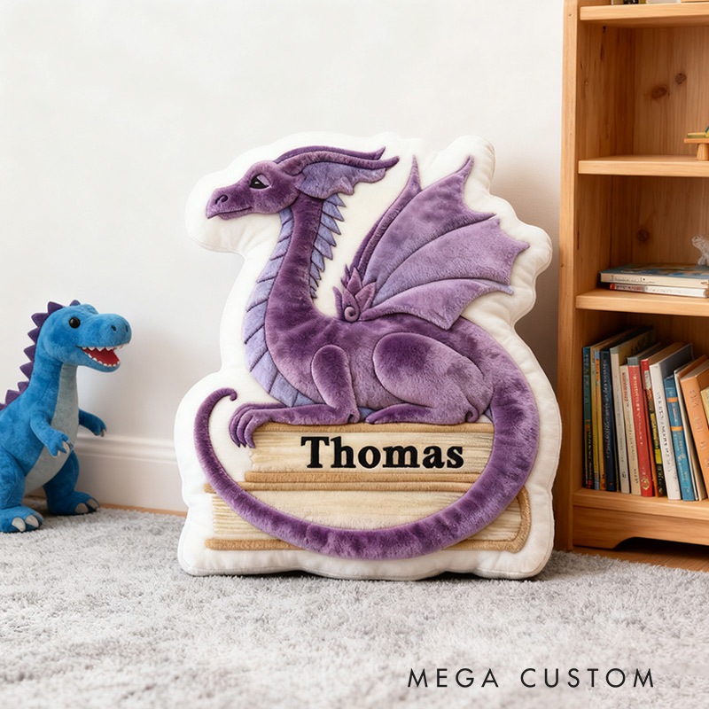 Personalized Dragon Book Pillow Christmas Graphic 3D Custom Name Gift for Reading Lovers