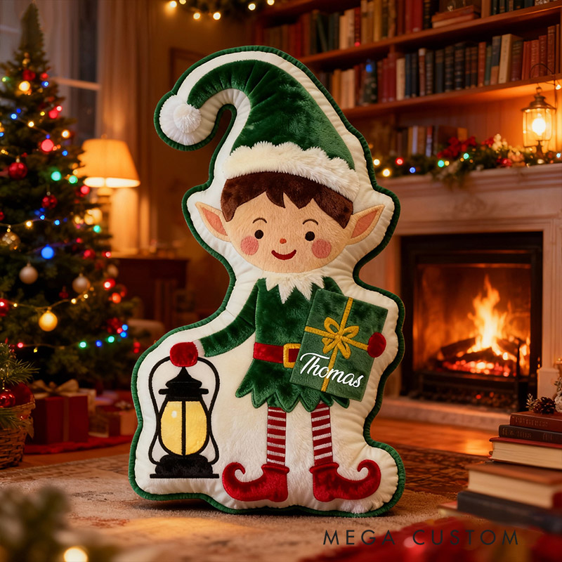 Personalized Christmas Reading Elf Pillow Graphic 3D Print Custom Name Gift for Reading Lovers