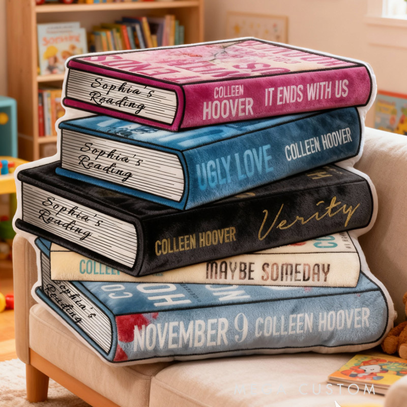 Personalized Funny Pillow Christmas Graphic 3D Print Colorful Books Custom Name Gift for Reading Lovers