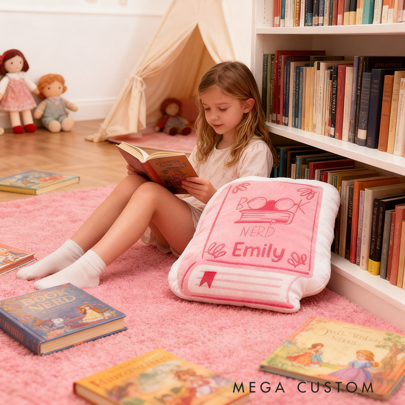Personalized Funny Pillow Christmas Graphic 3D Print Book Nerd Custom Name Gift for Reading Lovers
