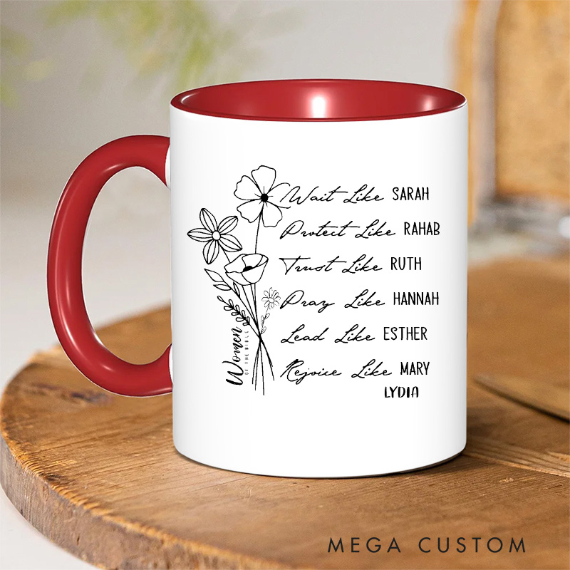 Personalized Women of the Bible Ceramic Inner Color Mug Bible Verse Mug with Name Gift of Faith Spiritual Birthday Gift for Women