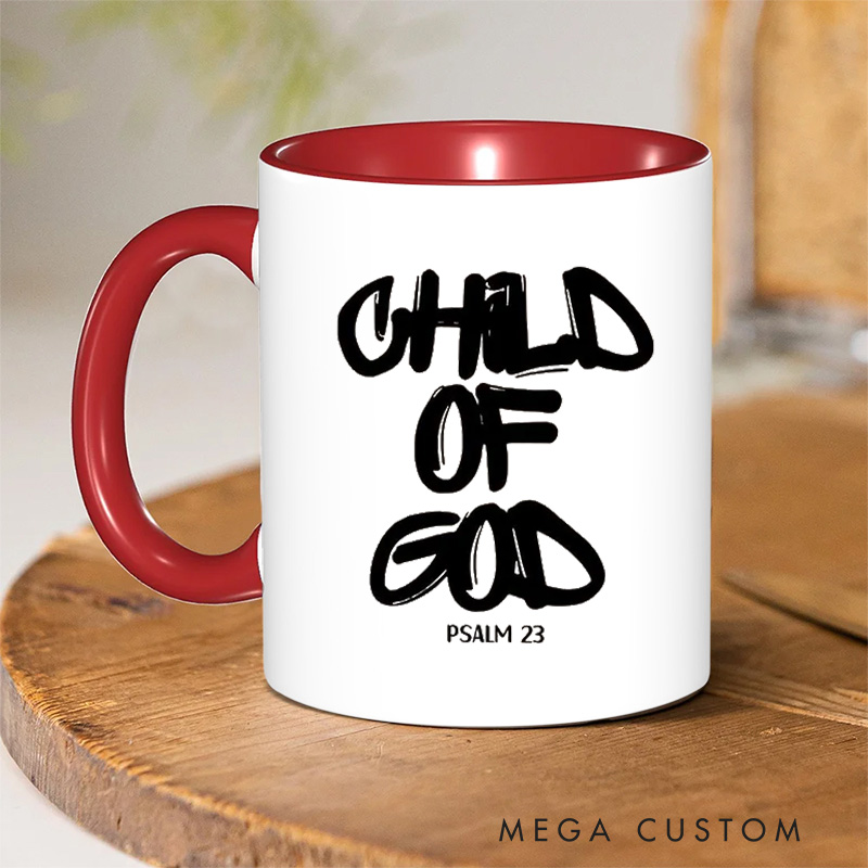 Personalized Child of God Ceramic Inner Color Mug with Name Graffiti Style Bible Verse Ceramic Mug Religious Gift Birthday Gift for Christians
