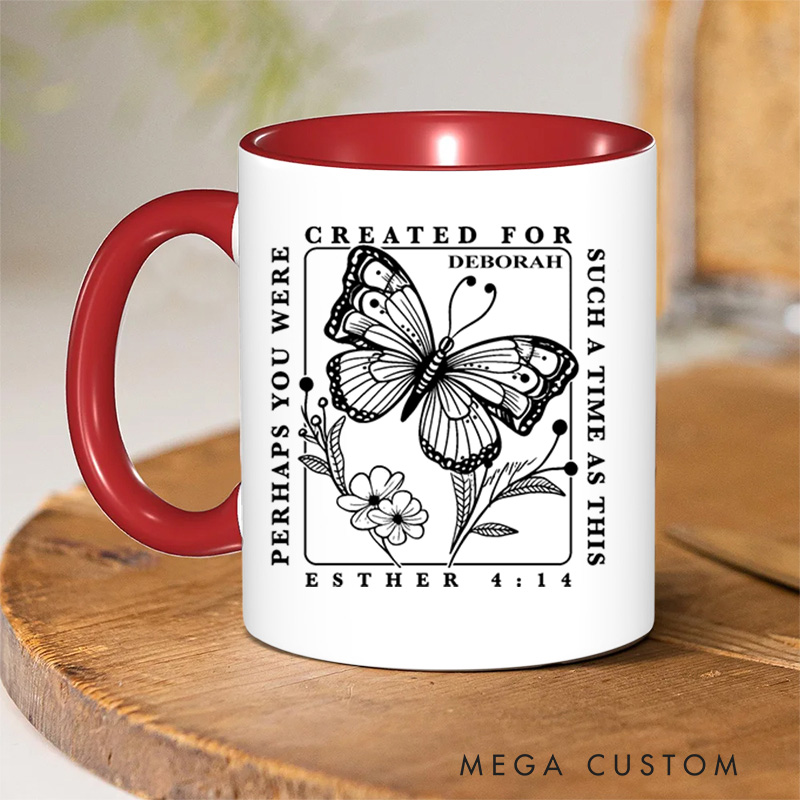 Personalized Esther 4:14 Bible Verse Inner Color Ceramic Mug with Name Birthday Christmas Gift for Christians 