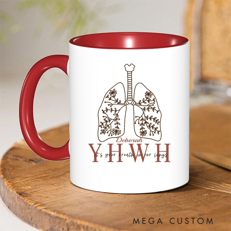 Personalized Job 33:4 Bible Verse Inner Color Ceramic Mug with Name Birthday Christmas Gift for Christians 