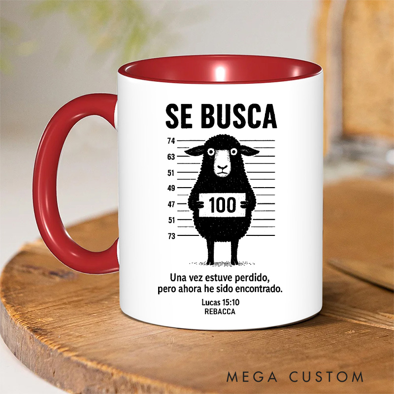 Personalized Se Busca Wanted 11oz Ceramic Mug with Name Once I was Lost But Now I am Found Christian Lucas 15:10 Ceramic Inner Color Mug Sheep Mug