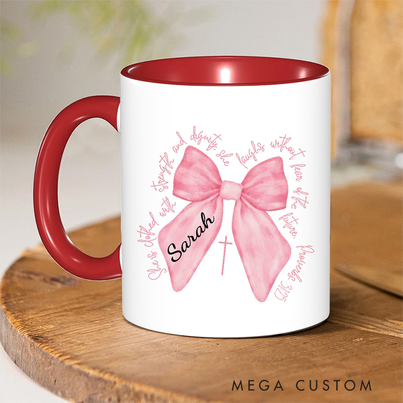 Personalized Watercolor Classic Inner Color Ceramic Mug with Name Birthday Christmas Gift for Christians Best Gift for Christians