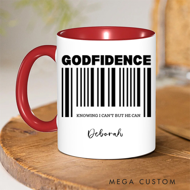Personalized Christian Godfidence Coffee Mug with Name Birthday Religious Baptism Gift for Family Friends Christians
