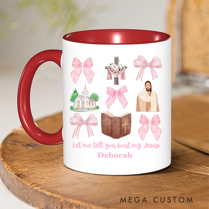 Personalized Cross Bible Jesus Bible Verse Christian Inner Color Ceramic Mug with Name Religious Gift Birthday Gift for Christian
