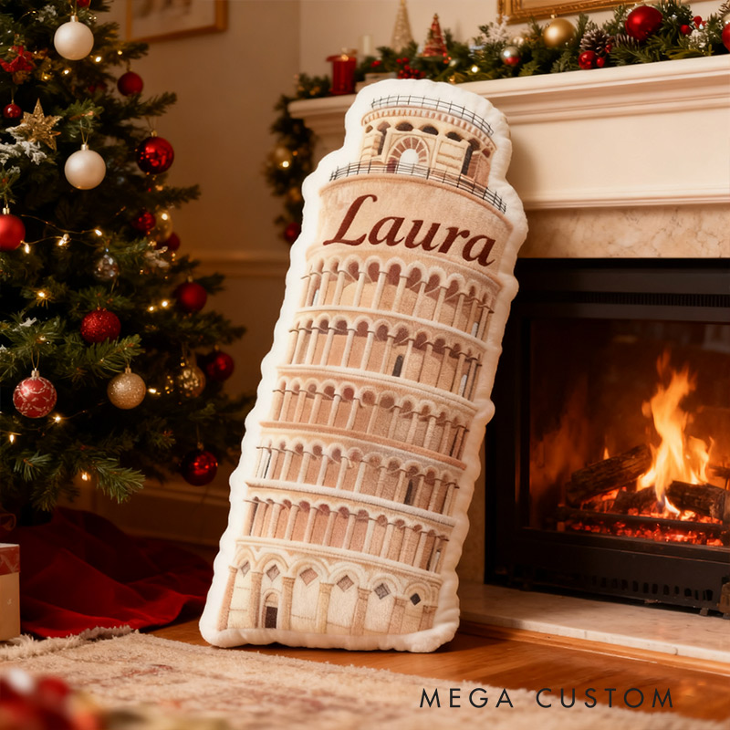 Personalized Funny Pillow Christmas Graphic 3D Print Leaning Tower of Pisa Travel Destination for Travel Lovers