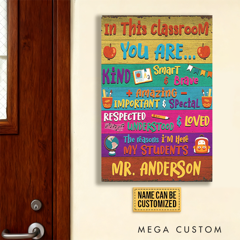 Personalized Teacher Poster Print Gift in This Classroom Design Home Classroom Wall Art Unique Gift for Teachers