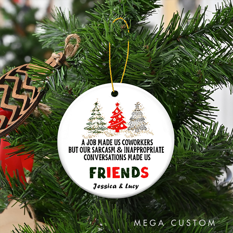 Personalized  Christmas Ornament with Work Friends Design Gift for Coworkers