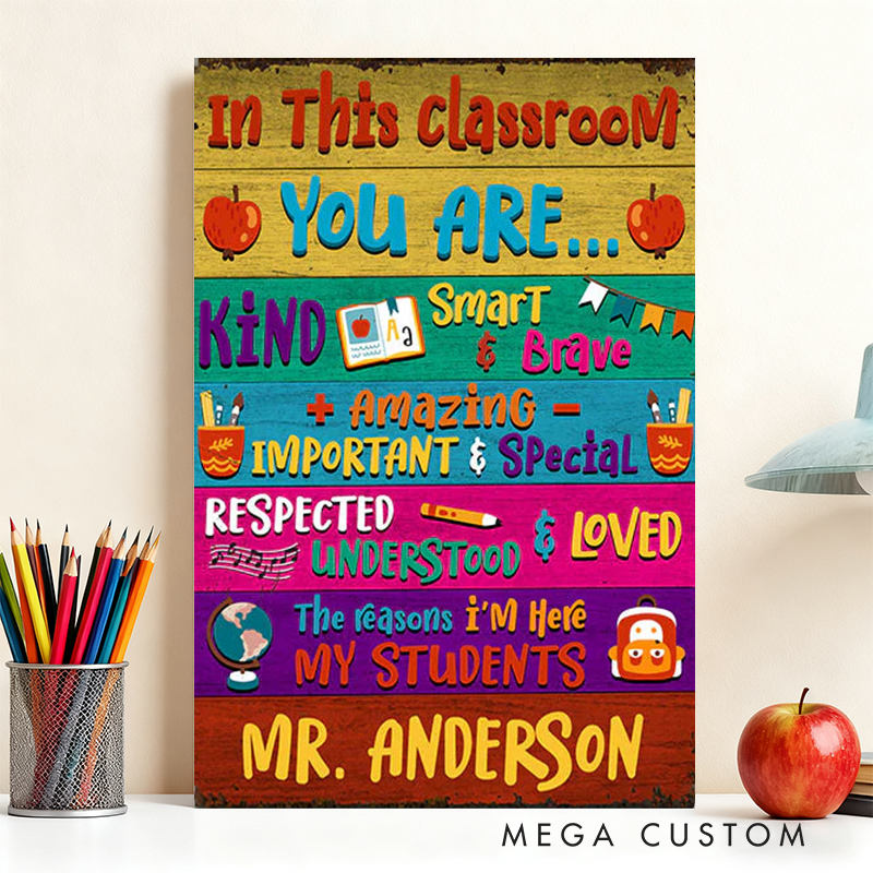 Personalized Teacher Poster Print Gift in This Classroom Design Home Classroom Wall Art Unique Gift for Teachers