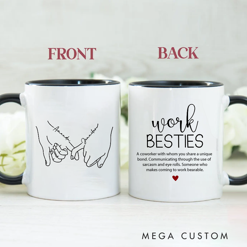 Personalized Mug Work Besties Hand Design Creative Gift for Work Besties