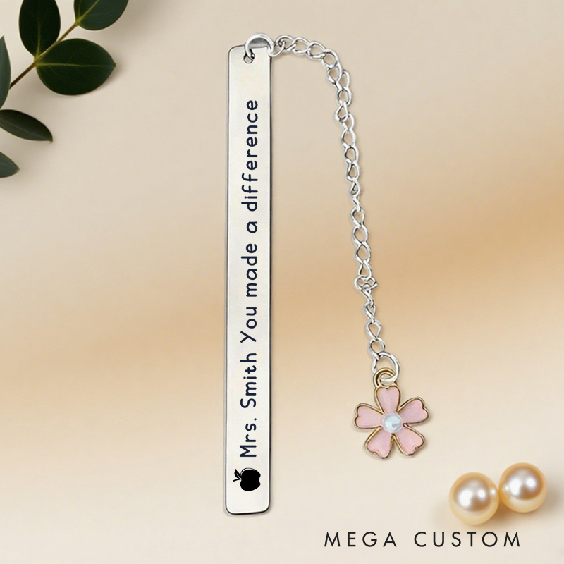 Personalized Stainless Steel Bookmark for Teachers You Made a Difference Inspire Design Bookmark Teacher Thoughtful Gift