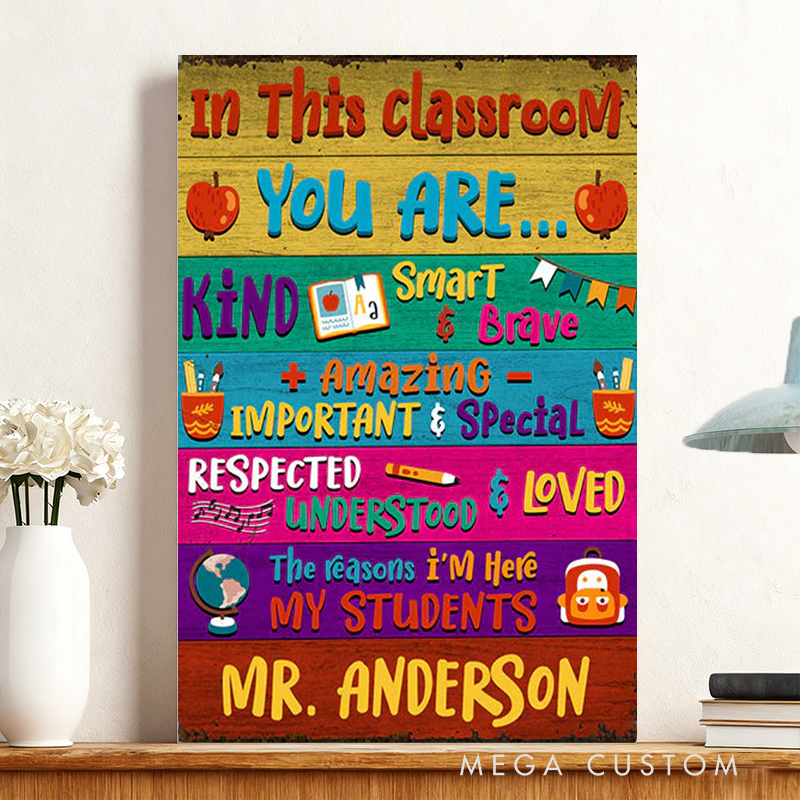 Personalized Teacher Poster Print Gift in This Classroom Design Home Classroom Wall Art Unique Gift for Teachers